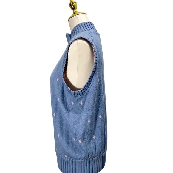 Vintage 90s Martin Sweater Vest Preppy Golf Argyle QuarterZip Merino Wool Medium - Picture 4 of 10